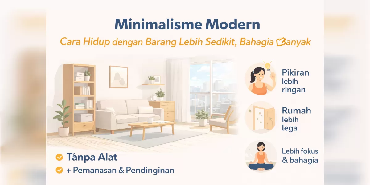 Ilustrasi gaya hidup Minimalisme modern (Desain AI )