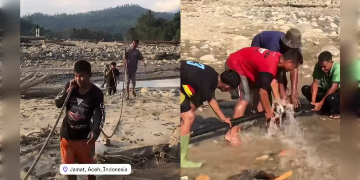 Warga Kampung Jamat, Aceh Tengah mengalami krisis air bersih dua bulan pascabanjir.  (Instagram/serta_lia_gali)