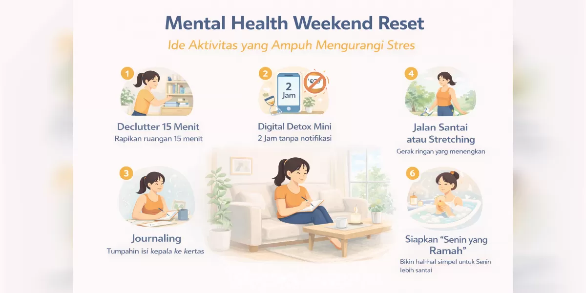 Ilustrasi Mental Health Weekend Reset (Desain AI )