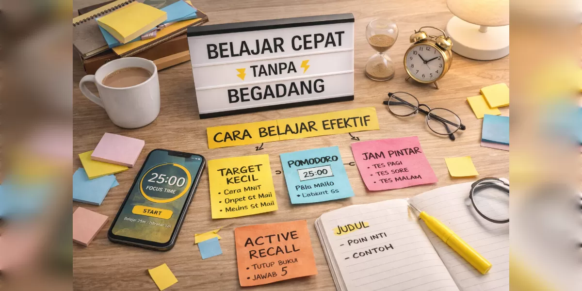 Ilustrasi Cara belajar cepat tanpa drama (Desain AI )