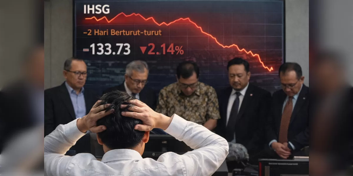 Ilustrasi IHSG anjlok dua hari, Dirut BEI dan 4 petinggi OJK mundur (Desain AI )