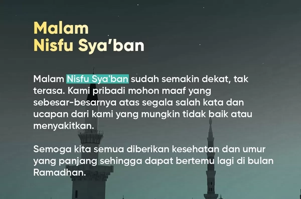 Kumpulan Ucapan  Minta Maaf di Malam Nisfu Syaban 2026, Ringkas, Padat, penuh Makna. (Instagram @harilab)