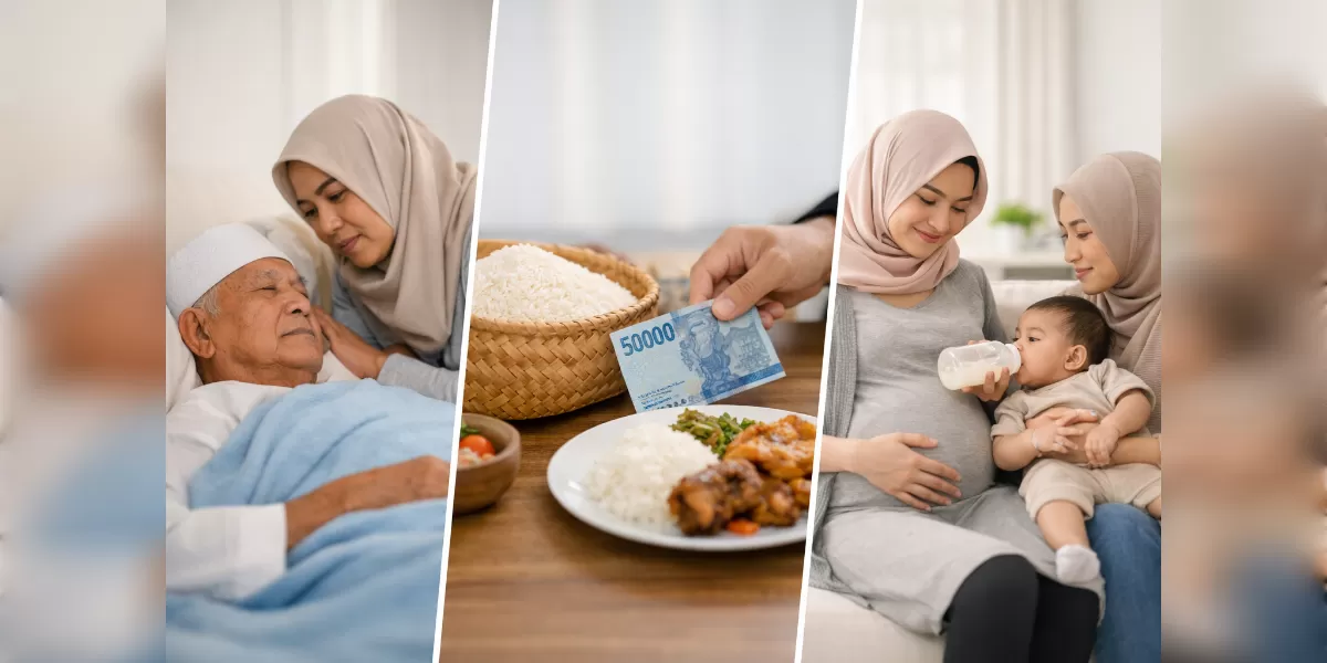 Ilustrasi Panduan fidyah sebagai solusi Islam bagi yang tak mampu qadha puasa (Desain AI )