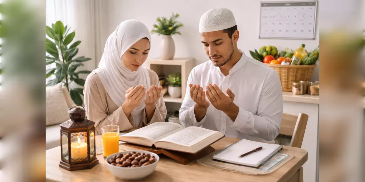 Ilustrasi amalan sebelum puasa Ramadhan agar ibadah lebih siap (Desain AI )