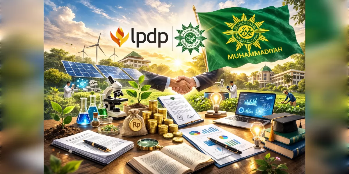 Ilustrasi LPDP dan Muhammadiyah danai 26 riset Rp20 miliar (Desain AI )
