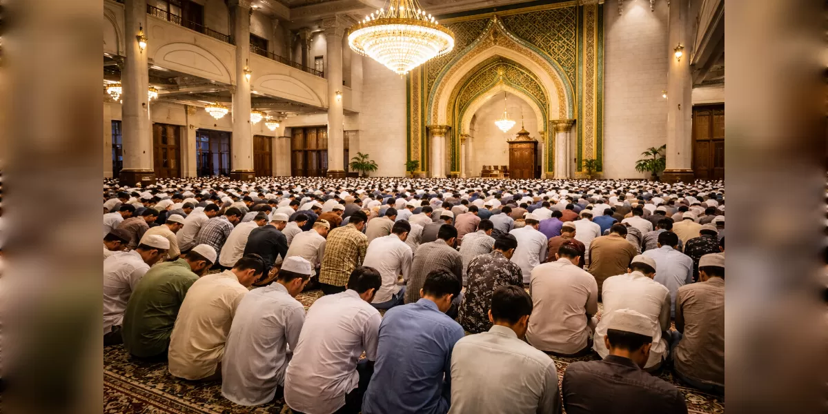 Foto ilustrasi Suasana tarawih Ramadhan 2026 di berbagai kota (Desain AI )