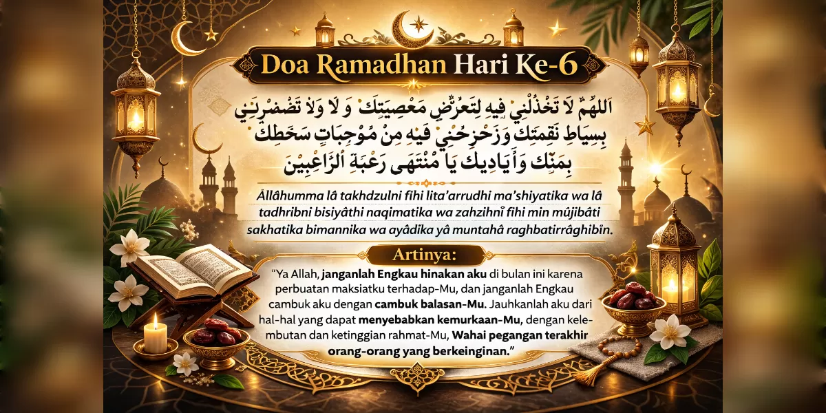 Foto ilustrasi doa puasa hari keenam Ramadhan 2026 (Desain AI )