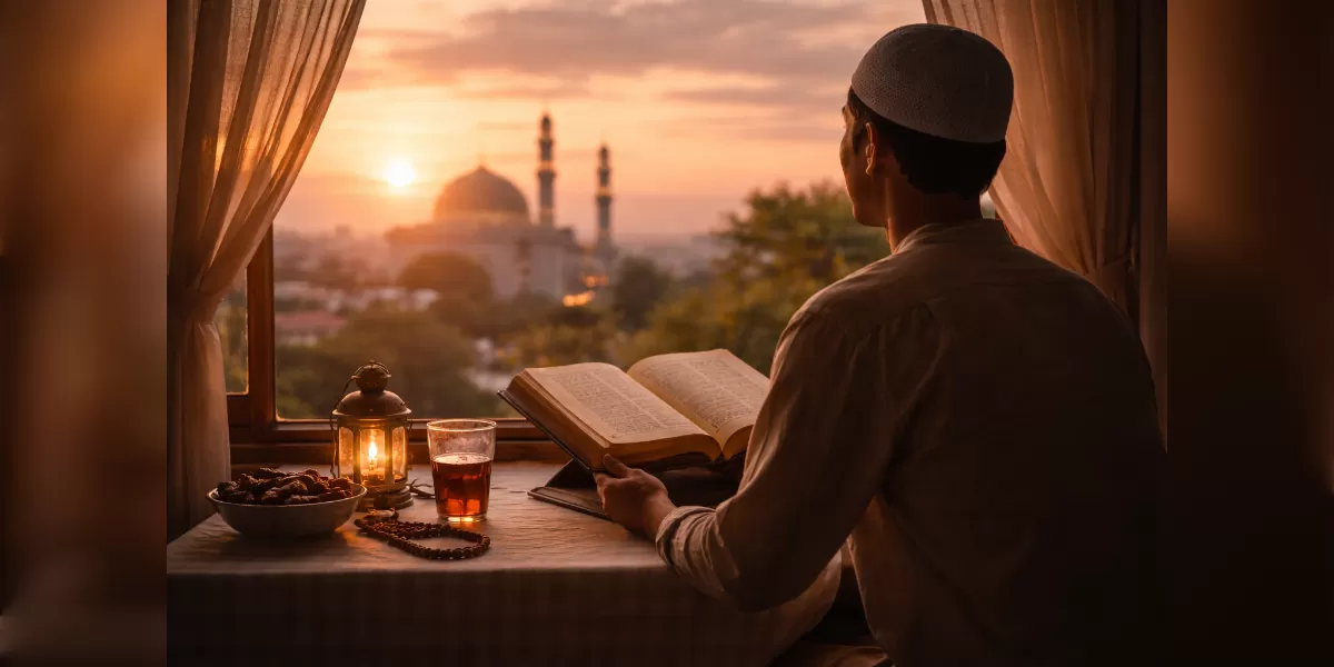Foto ilustrasi Quotes Ramadan menjelang magrib yang adem (Desain AI)