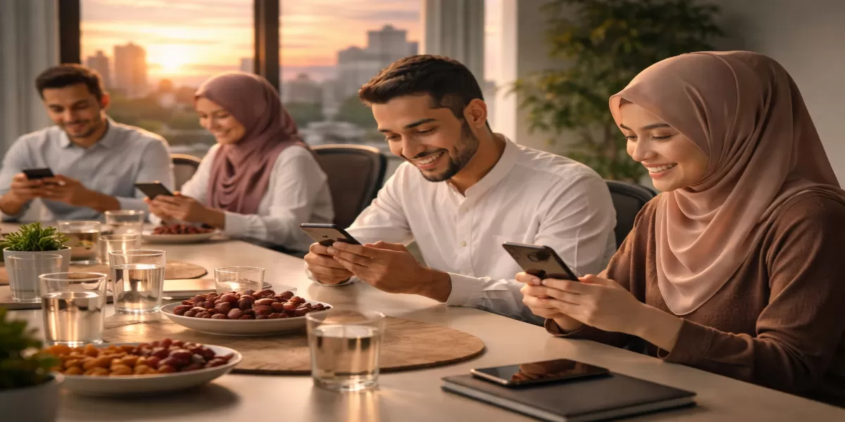 Foto ilustrasi Ucapan selamat berbuka puasa formal dan sopan untuk rekan kerja yang penuh doa dan profesional. (Desain AI)