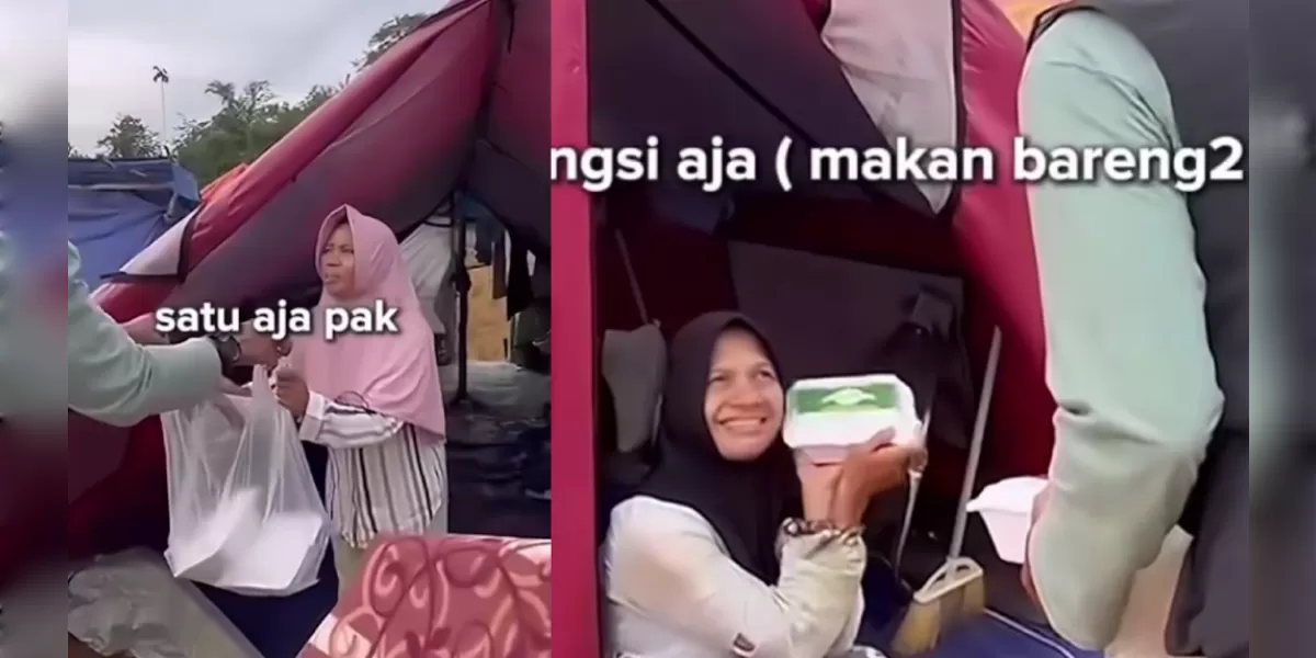 Warga Aceh yang menolak menerima banyak nasi kotak, memilih untuk berbagi dengan yang lain.  (Instagram/rifkyjafarthalib.official)