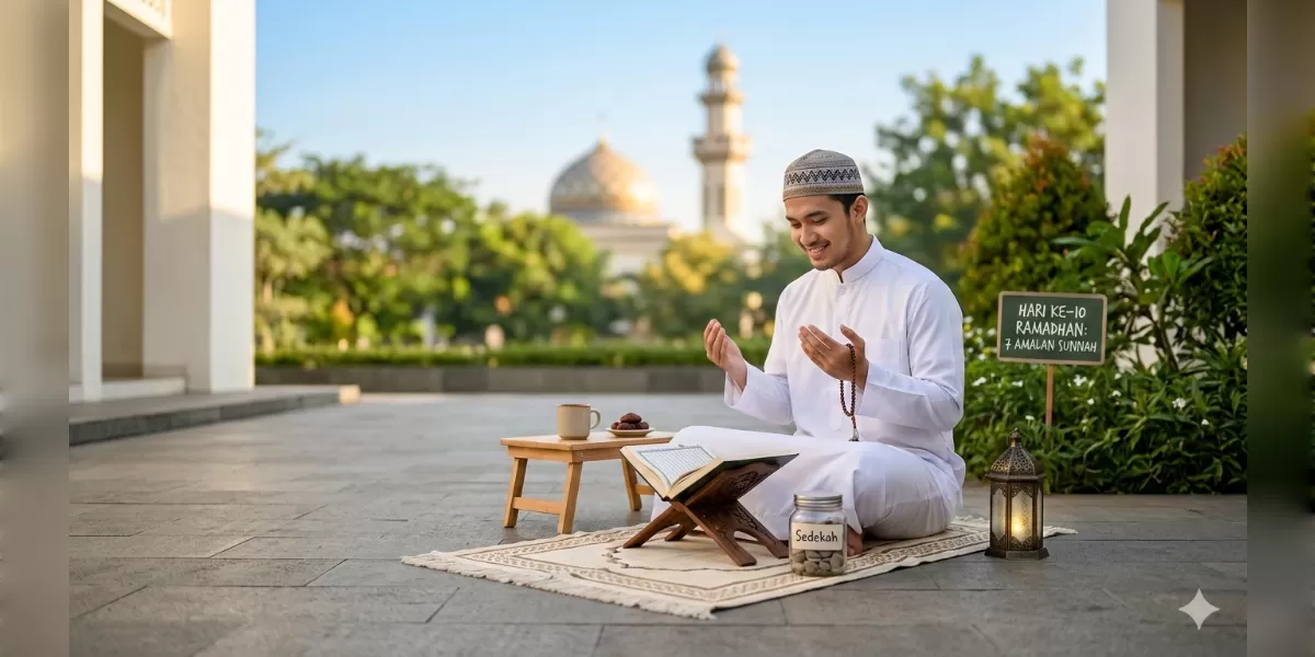 Gambar ilustrasi amalan sunnah hari ke-10 Ramadhan (Desain AI )