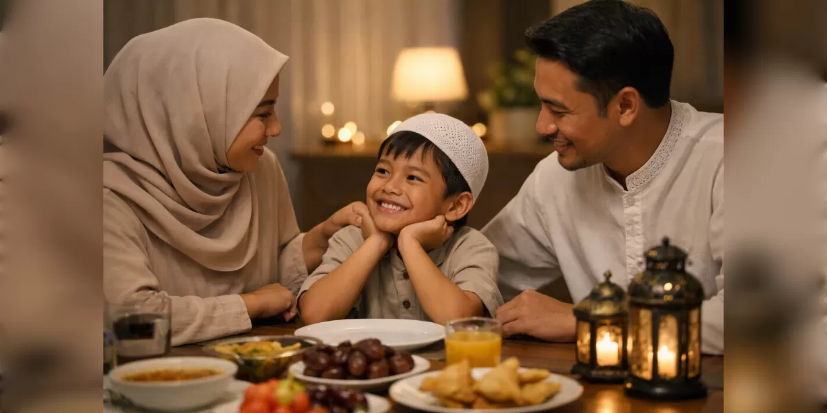 Foto ilustrasi Tips menghadapi tantangan anak belajar puasa dengan cara bijak dan penuh empati. (Desain AI)