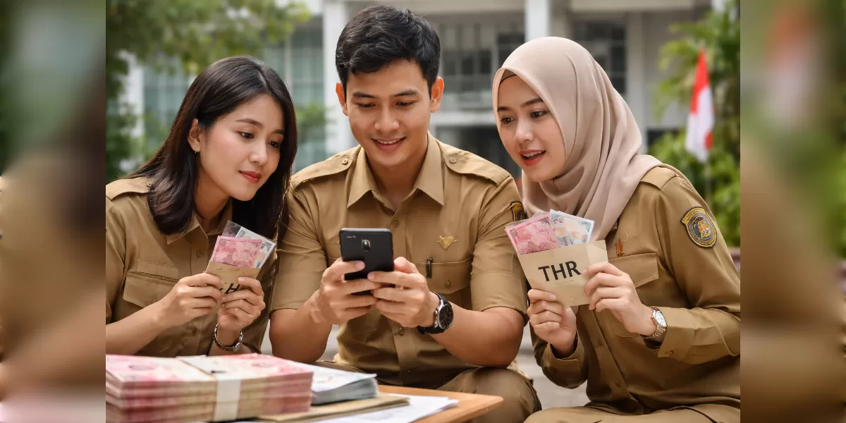 Foto ilustrasi THR PNS 2026 mulai dicairkan bertahap sejak akhir Februari (Desain AI)
