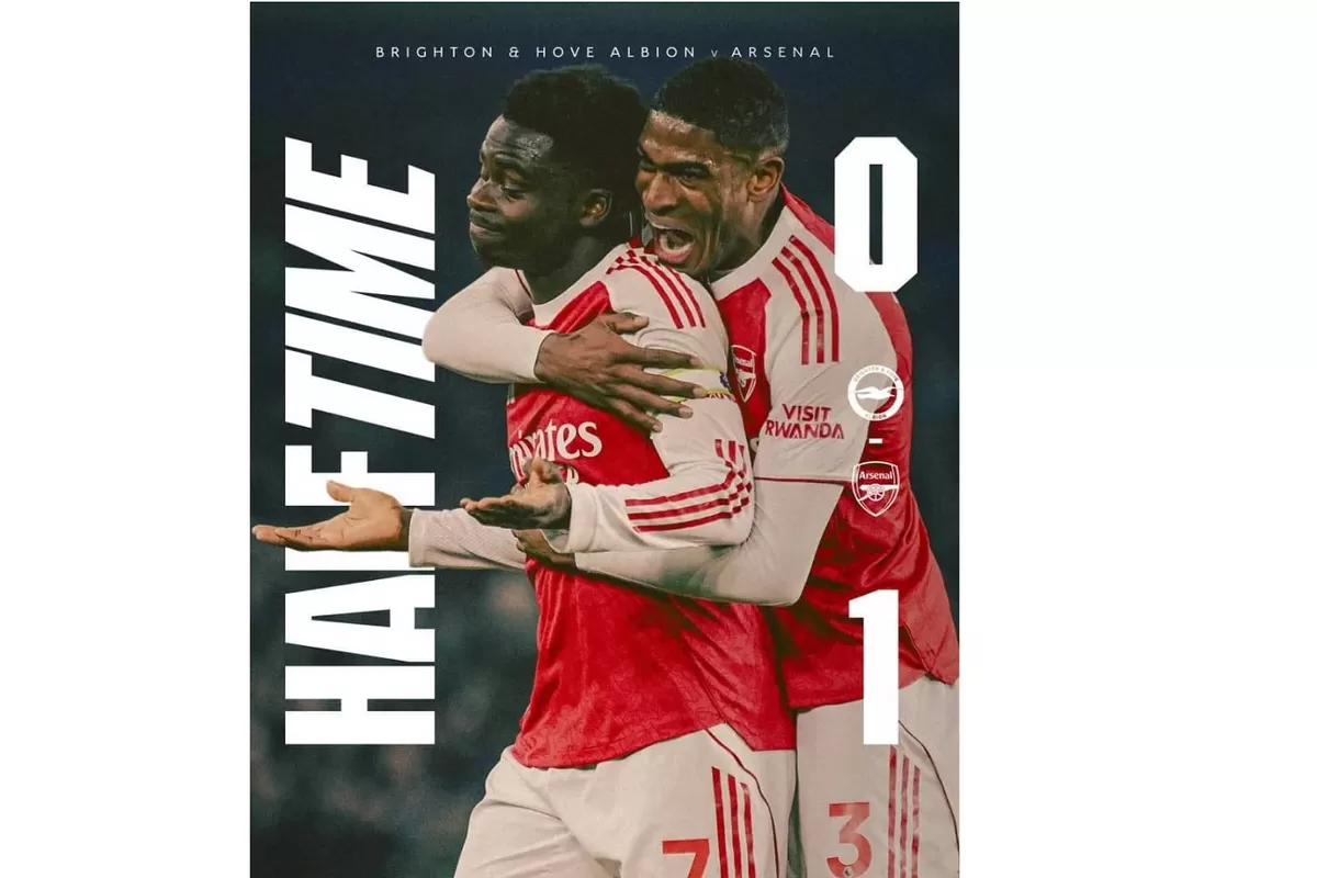Arsenal kalahkan Brighton 0-1 di Amex Stadium lewat gol Bukayo Saka dan aksi gemilang David Raya. Posisi puncak Premier League makin kokoh!