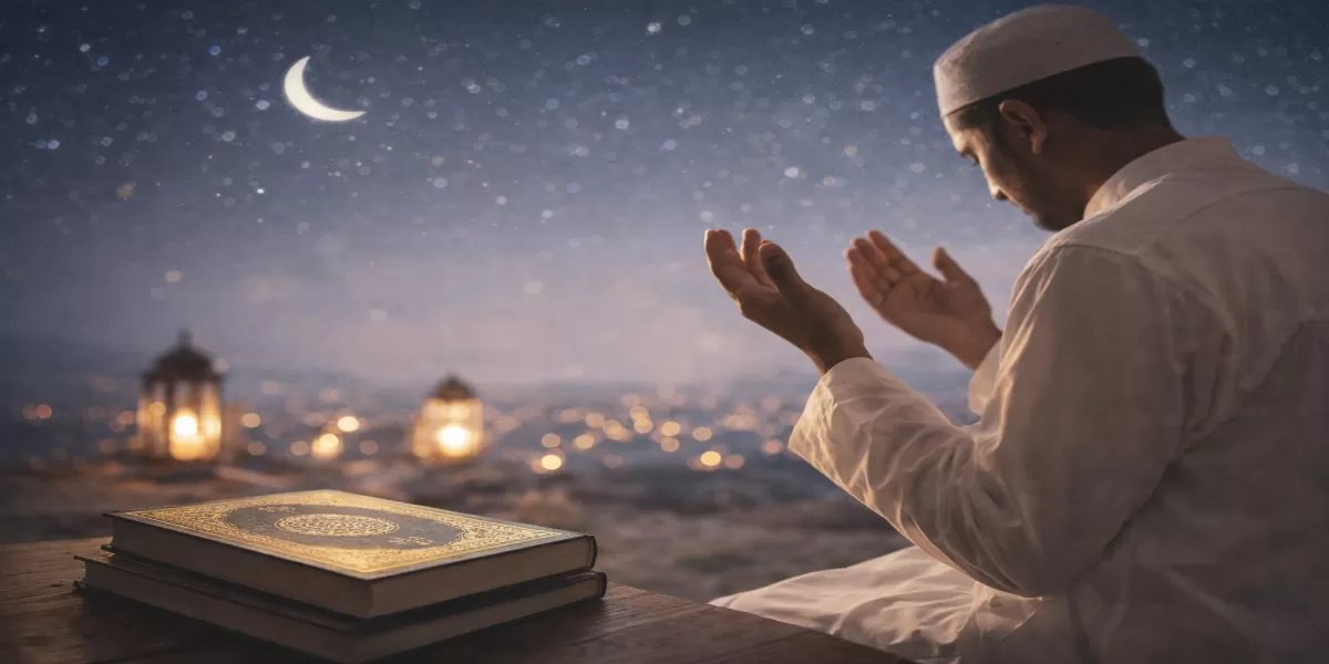 Foto ilustrasi Amalan dan doa malam 17 Ramadan (Desain AI)