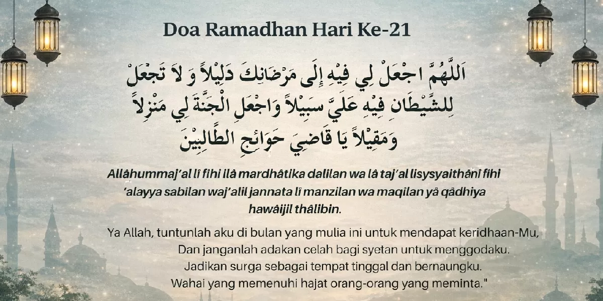 Foto ilustrasi doa puasa hari ke 21 Ramadhan 2026 (Desain AI )