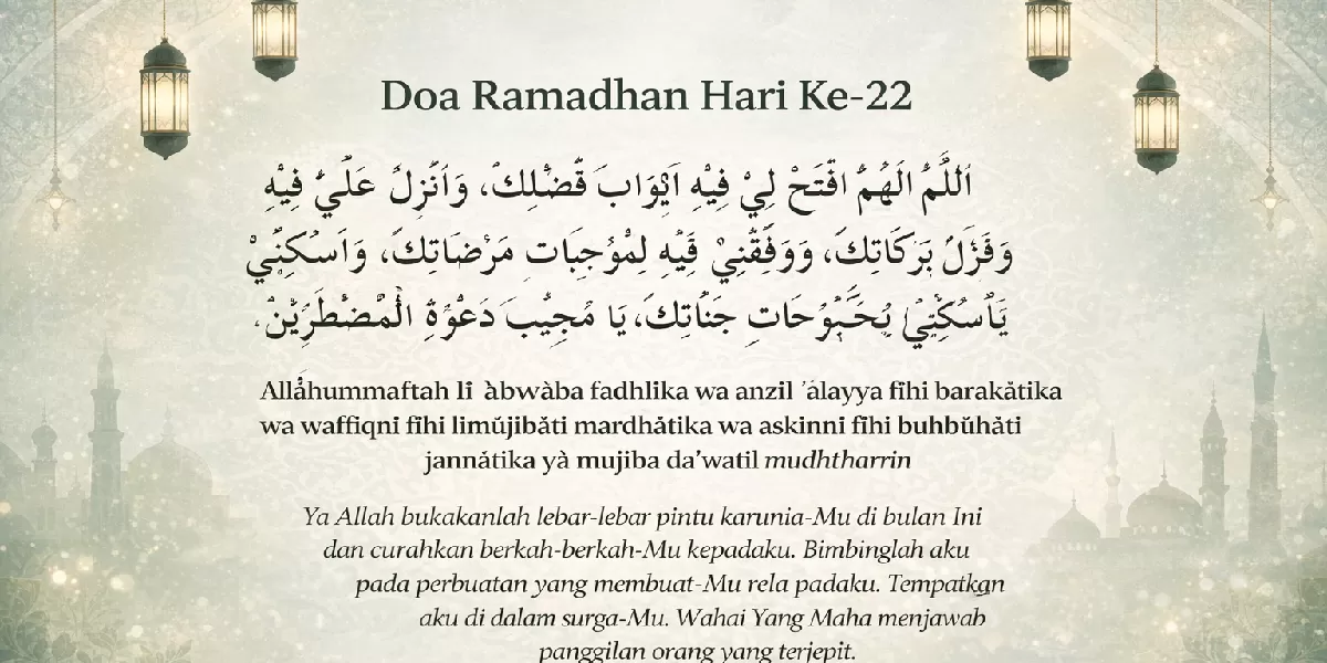Foto ilustrasi doa puasa hari ke 22 Ramadhan 2026 (Desain AI )