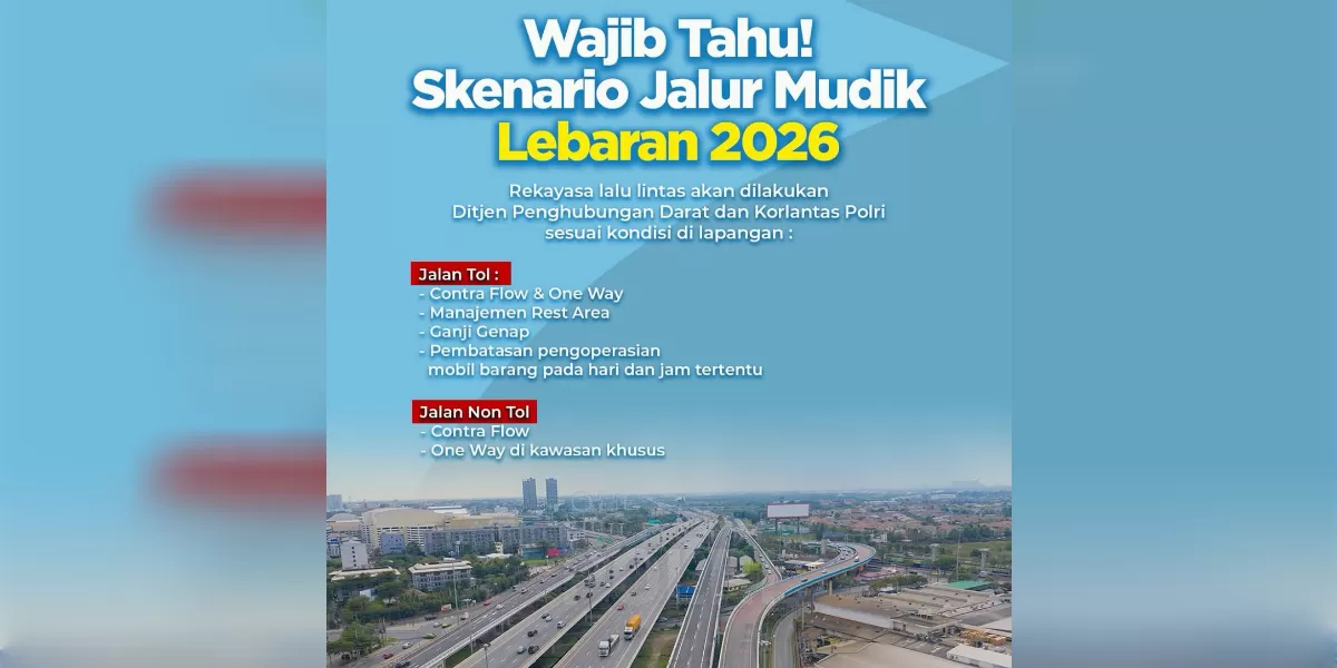 Foto ilustrasi Jadwal one way, contraflow, dan ganjil genap mudik Lebaran 2026. (Instagram c@divisihumaspolri)