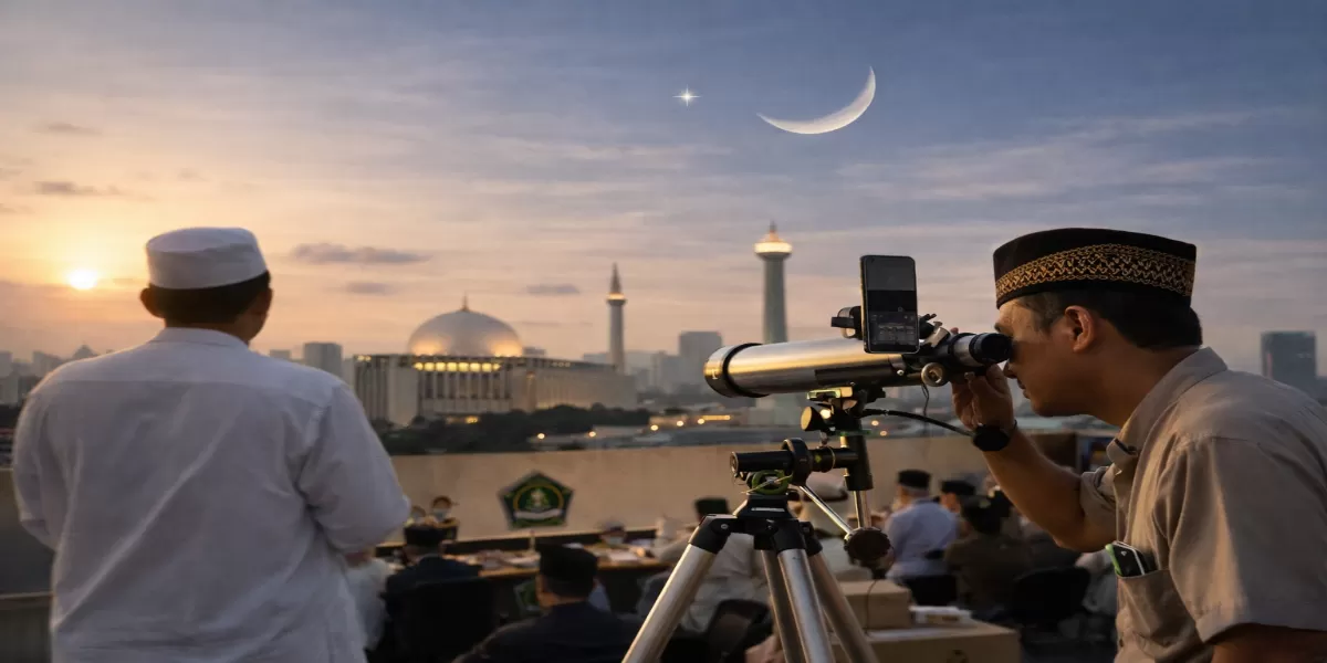 Foto ilustrasi Jadwal sidang isbat Lebaran 2026 (Desain AI )