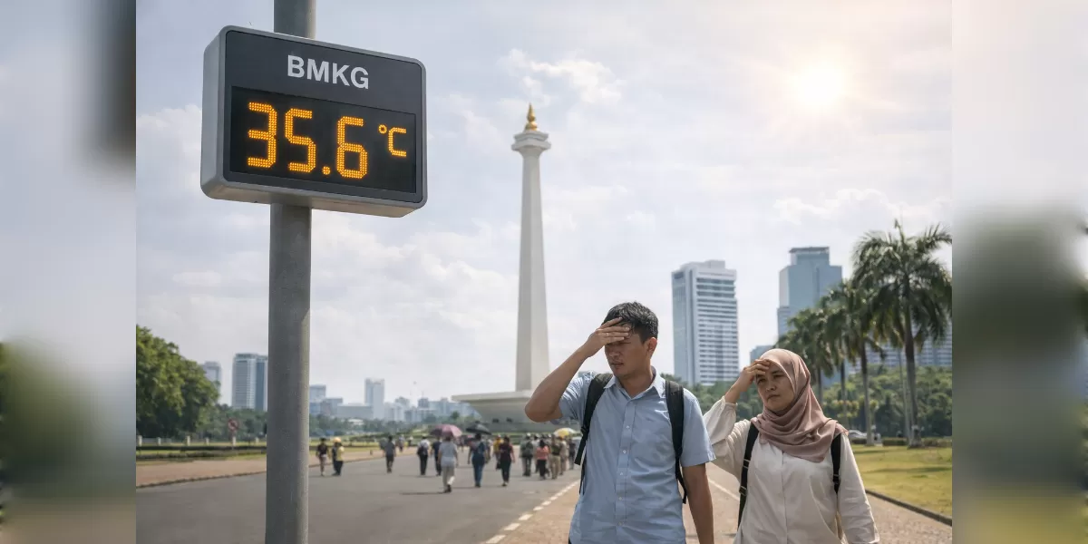 Foto ilustrasi BMKG rilis 20 kota terpanas di Indonesia 2026 (Desain AI )