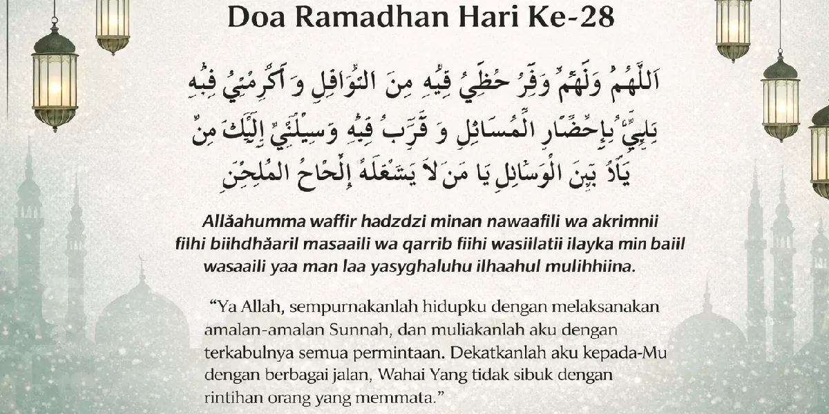 Foto ilustrasi doa puasa hari ke 28 ramadhan 2026 (Desain AI )