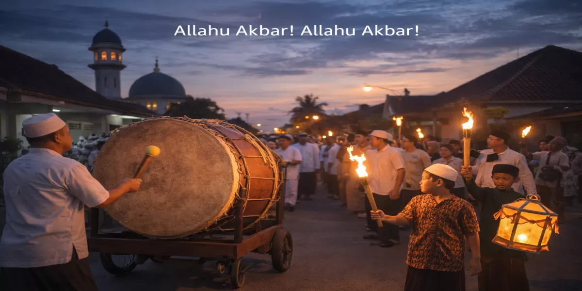 Foto ilustrasi Sejarah dan makna tradisi takbiran di Indonesia (Desain AI )