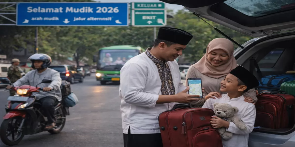 Foto ilustrasi Tips mudik Lebaran 2026 (Desain AI )