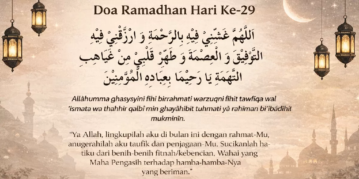 Foto ilustrasi doa puasa hari ke 29 Ramadhan 2026 (Desain AI )