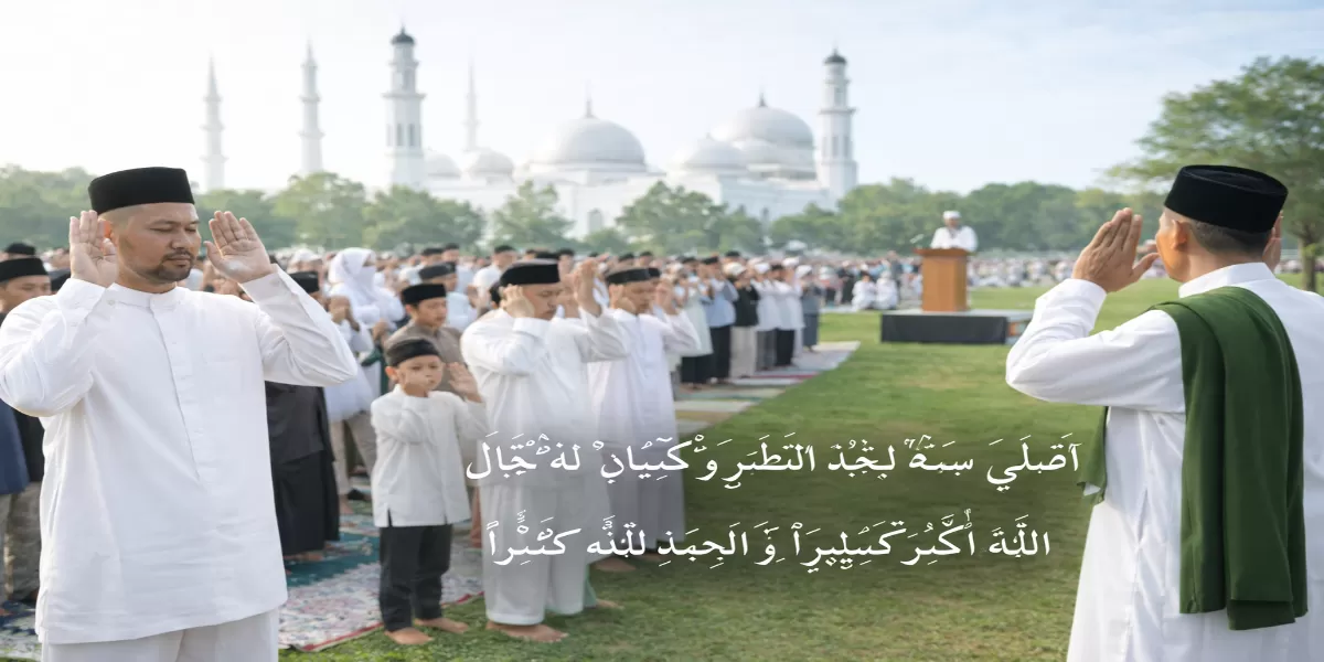 Foto ilustrasi Panduan shalat Idul Fitri (Desain AI )