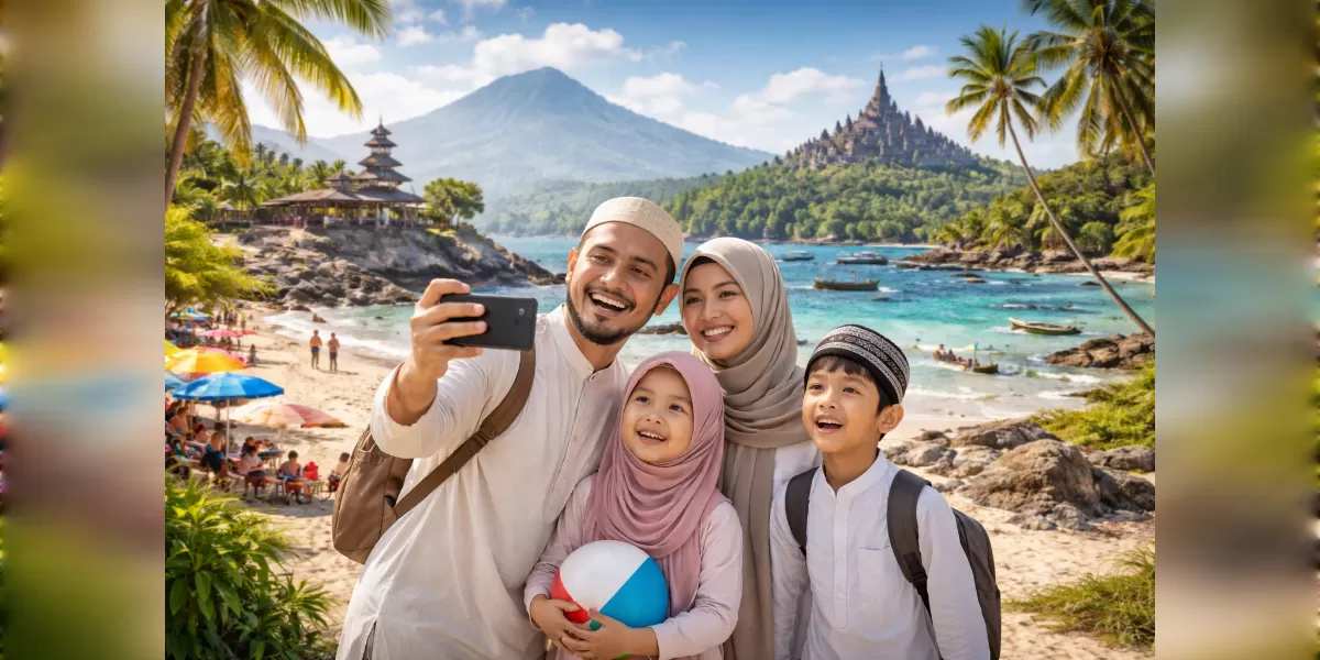 Foto ilustrasi Rekomendasi wisata Lebaran 2026 paling favorit (Desain AI )