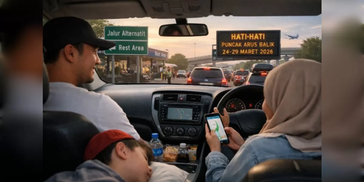 Foto ilustrasi Tips jitu hindari macet arus balik Lebaran 2026 (Desain AI)