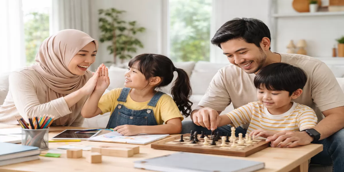 Foto ilustrasi mengenal  hybrid parenting, gaya asuh modern 2026 (Desain AI )