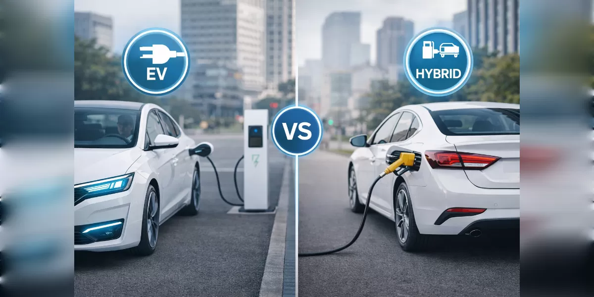 Foto ilustrasi Perbandingan mobil listrik vs hybrid 2026 (Desain AI)