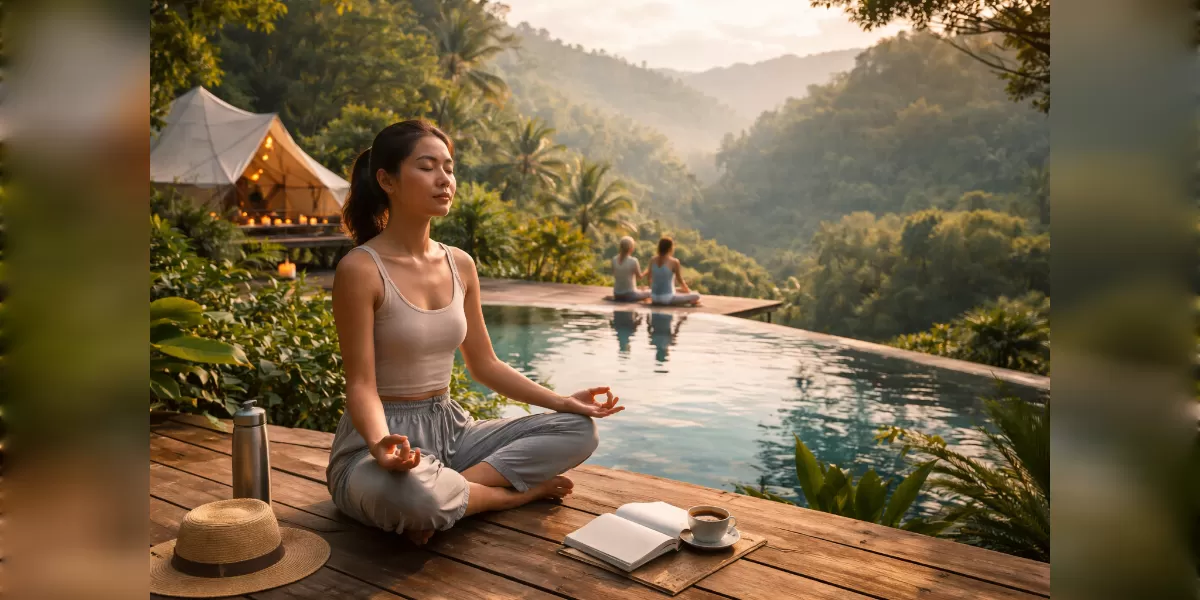 Gambar ilustrasi Tren tempat healing 2026 dari alam hingga wellness retreat (Desain AI )