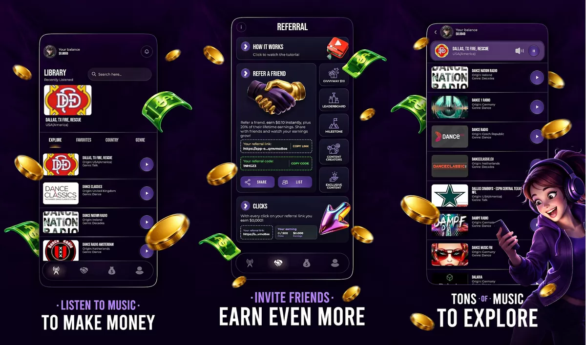 Golden Radios jadi tren baru! Dengar musik online sambil hasilkan uang hingga 9 dollar ke DANA dengan fitur reward uniknya!