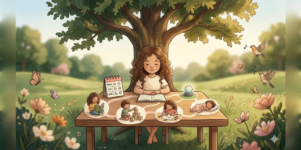 Gambar ilustrasi Cara membuat rutinitas anak seimbang (Desain AI )