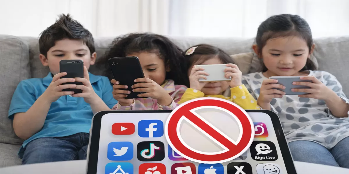 Gambar ilustrasi keamanan anak online (Desain AI )