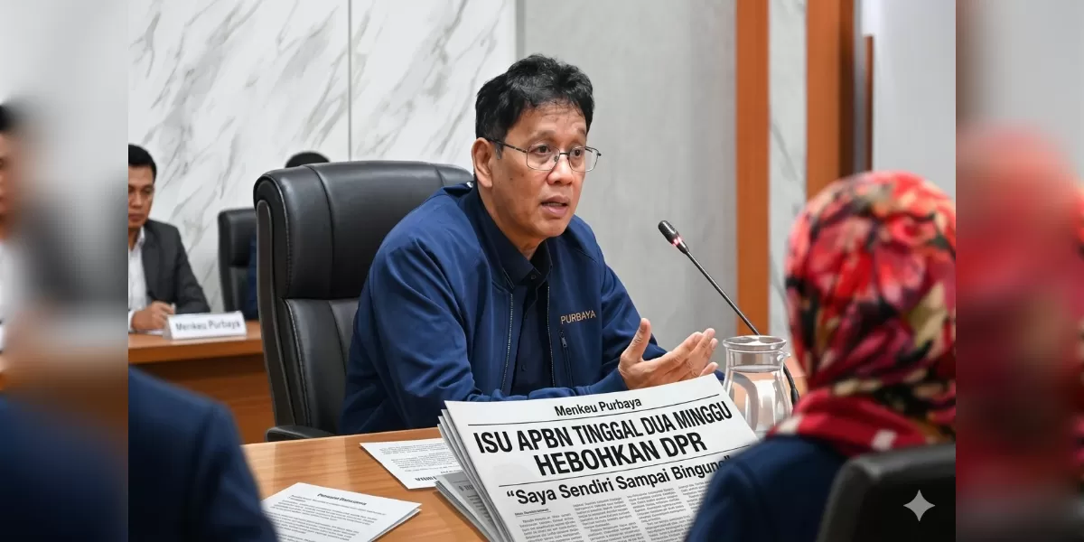 Ilustrasi Menkeu Purbaya menanggapi isu APBN hanya cukup dua minggu (Desain AI )