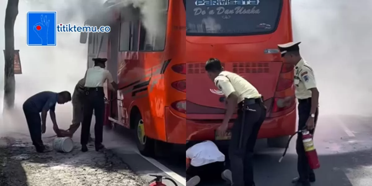 Aksi heroik selamatkan sebuah bus yang terbakar, Satpam BRI ini panen pujian.  (Instagram.com/@pinkanelydasiska)