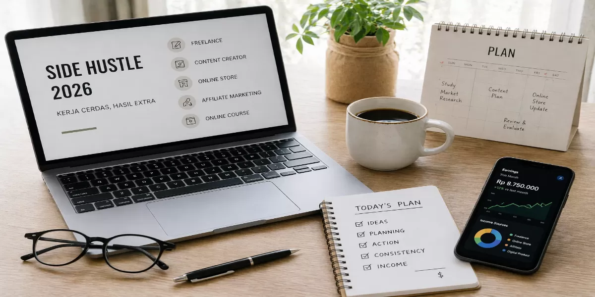 Ilustrasi Side hustle 2026 (Desain AI)