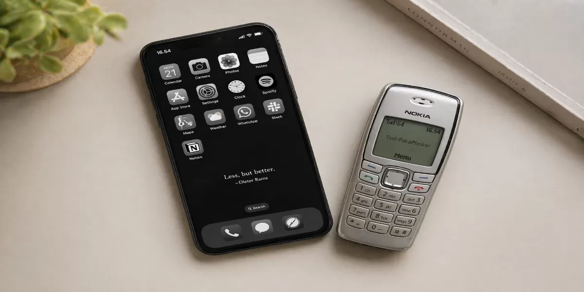 Ilustrasi Gen Z beralih ke dumbphone (Desain AI)