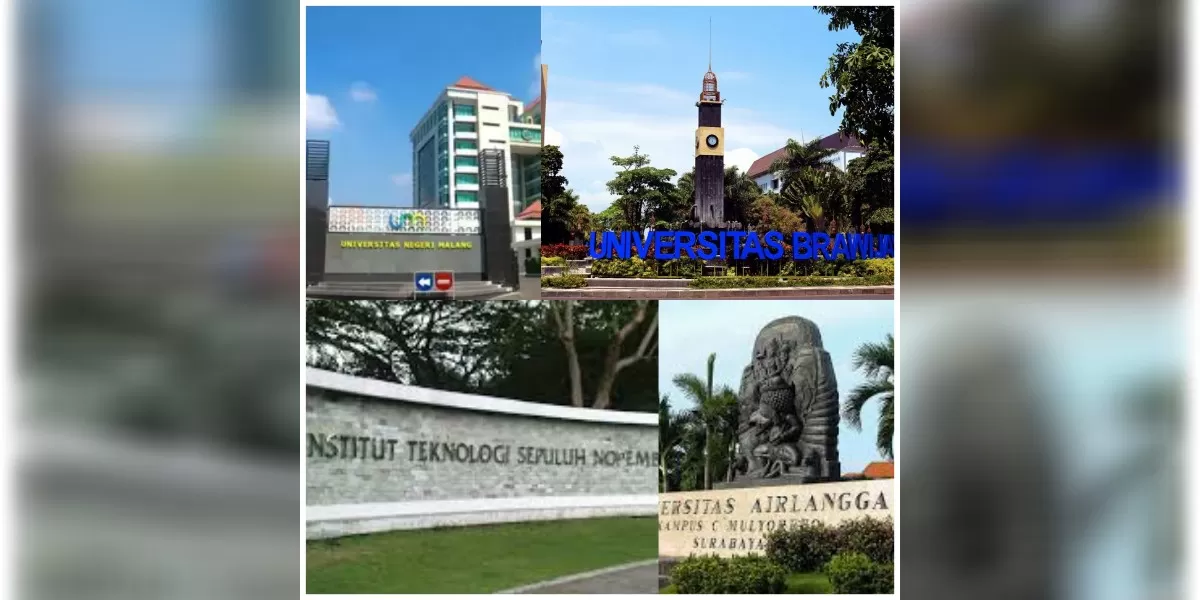 kampus terbaik di Jawa Timur versi THE AUR 2026 (Kolase Tangkapan layar dari its.ac.id, um.ac.id, ub.ac.id, unair.ac.id)
