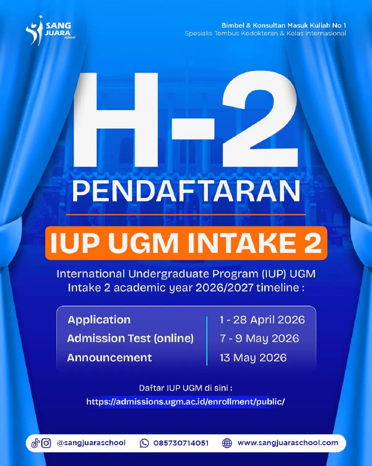 Link Resmi dan Jam Pengumuman IUP UGM 2026 Intake 2