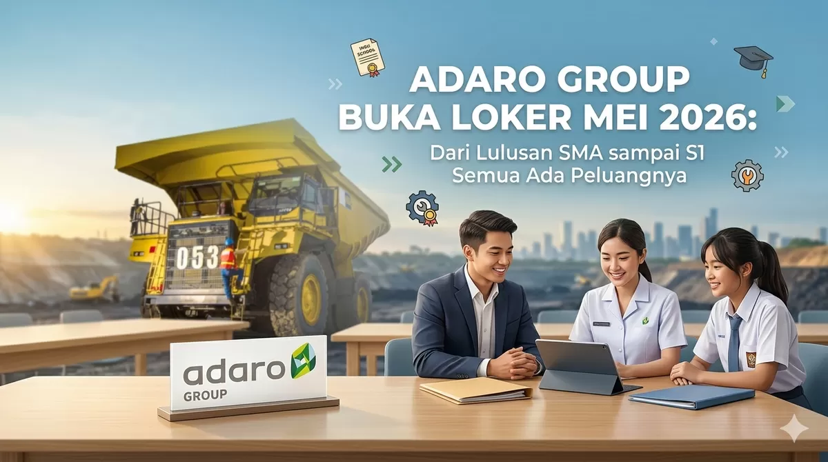 Adaro Group buka loker Mei 2026  (Didesain ulang dari gambar adarocareer.com)