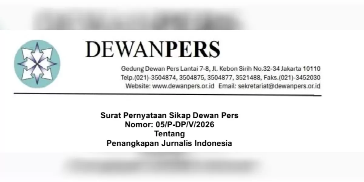 Pernyataan resmi Dewan Pers Indonesia kecam penangkapan tiga jurnalis Republika dan Tempo TV oleh Angkatan Laut Israel di perairan internasional. (Dok. Dewan pers)