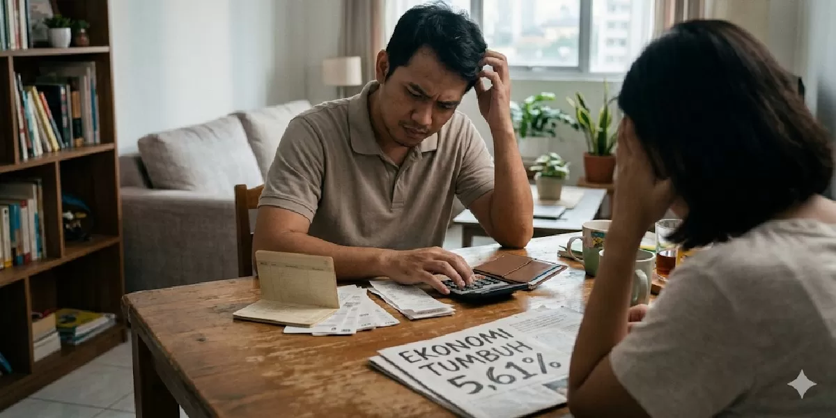 Ilustrasi Ekonomi tumbuh 5,61 persen tapi dompet tipis? Ini alasannya (Desain AI )