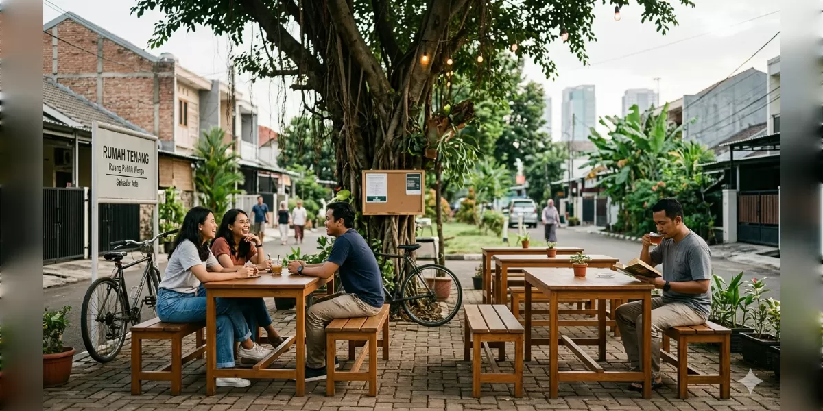 Ilustrasi Jakarta kehilangan 'third place' menurut Ray Oldenburg? (Desain AI)