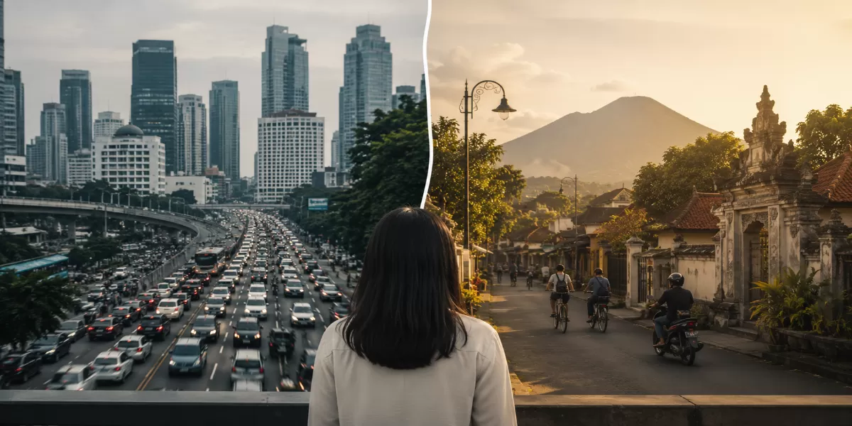 Ilustrasi Kota paling bahagia di Indonesia ternyata bukan Jakarta. (Desain AI)