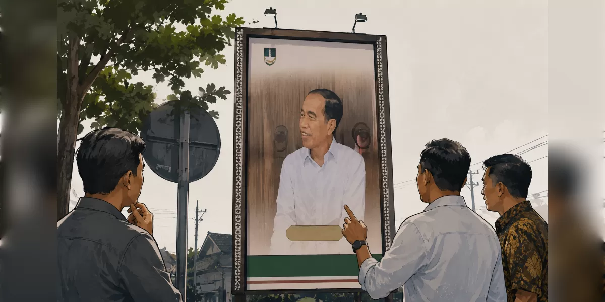 Ilustrasi Baliho ulang tahun Jokowi di Solo memicu kritik Gerindra. (Desain AI)