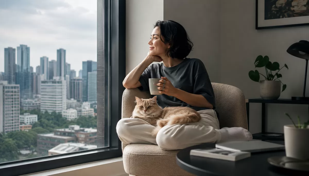 Ilustrasi Kenapa orang urban lebih pilih punya kucing daripada pacar di 2026?  (Desain AI)